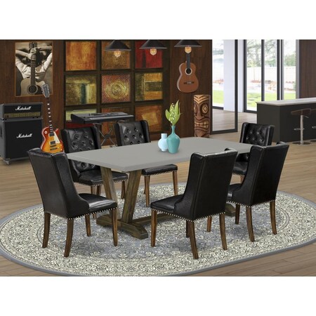 East West Furniture 7 Piece V-Style Kitchen Table Set - Distressed Jacobean V797FO749-7